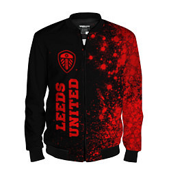 Бомбер мужской Leeds United - red gradient по-вертикали, цвет: 3D-черный