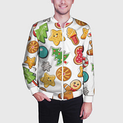 Бомбер мужской Новогодние сладости, цвет: 3D-белый — фото 2
