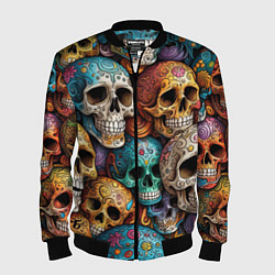 Мужской бомбер Разноцветные черепа, паттерн