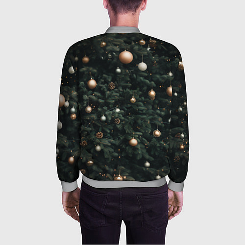 Мужской бомбер Паттерн - Новогодняя елка / 3D-Меланж – фото 4