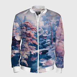 Бомбер мужской Японская зима в сельской местности, цвет: 3D-белый