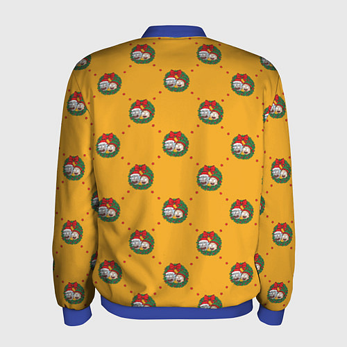 Мужской бомбер Рик и Морти Новый год паттерн / 3D-Синий – фото 2