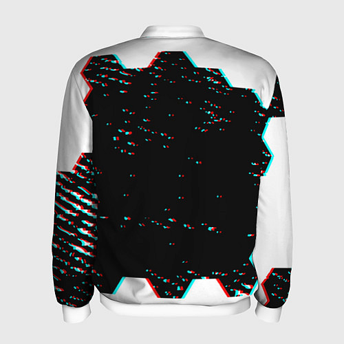 Мужской бомбер Doom hexagon glitch color / 3D-Белый – фото 2