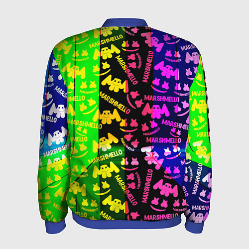 Мужской бомбер Marshmello pattern neon steel / 3D-Синий – фото 2