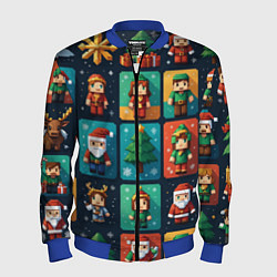Мужской бомбер Minecraft с новогодний паттерн