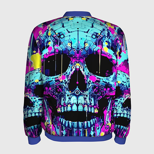Мужской бомбер Cool skull sketch - blots / 3D-Синий – фото 2