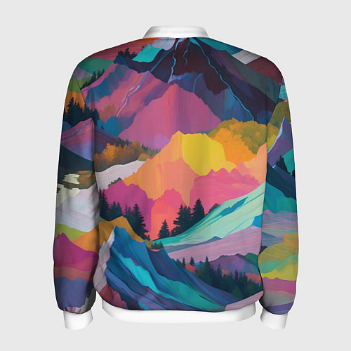 Мужской бомбер Красочные горы / 3D-Белый – фото 2