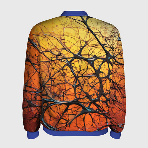 Мужской бомбер Чёрные волокна и жёлтый градиент абстракция / 3D-Синий – фото 2