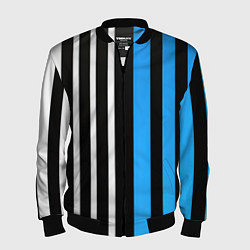 Мужской бомбер Вертикальные полосы триколор синий