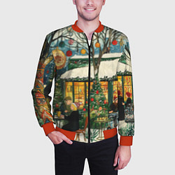 Бомбер мужской Новогодние посиделки, цвет: 3D-красный — фото 2