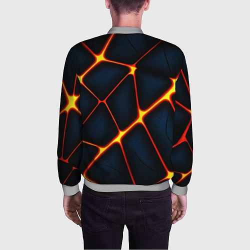 Мужской бомбер Каменный разлом с лавой / 3D-Меланж – фото 4