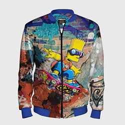 Бомбер мужской Bart Simpson on a skateboard - graffiti, цвет: 3D-синий