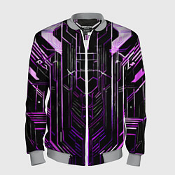 Мужской бомбер Purple lines on a black background