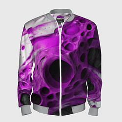 Бомбер мужской Фиолетово-белая абстрактная структура, цвет: 3D-меланж