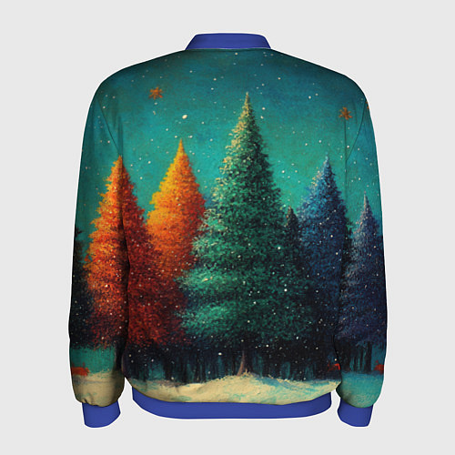 Мужской бомбер Разноцветные елочки / 3D-Синий – фото 2