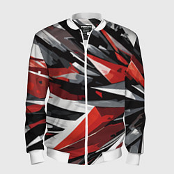 Бомбер мужской Чёрно-красно-белая абстракция, цвет: 3D-белый