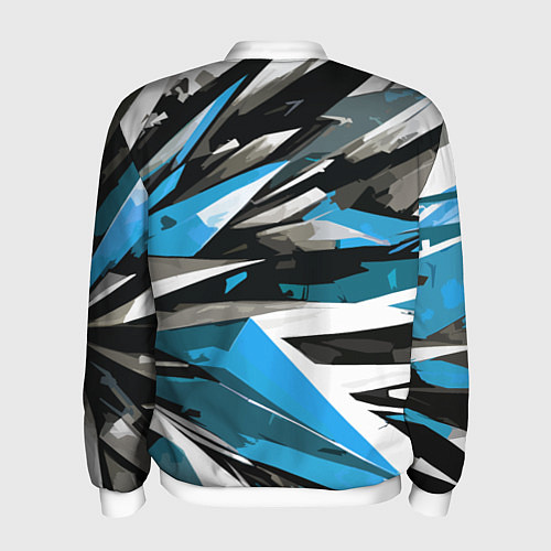 Мужской бомбер Чёрно-сине-белая абстракция / 3D-Белый – фото 2