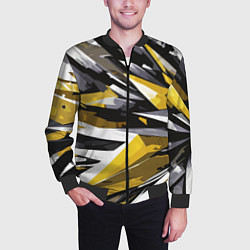 Бомбер мужской Чёрно-жёлто-белая абстракция, цвет: 3D-черный — фото 2