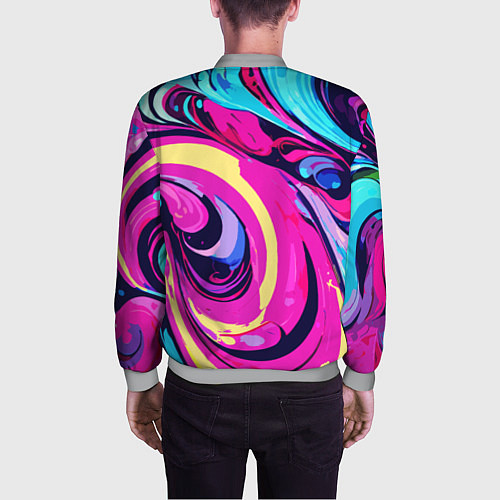 Мужской бомбер Сине-розовый узор / 3D-Меланж – фото 4