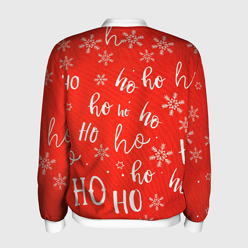 Мужской бомбер Новый год ho ho ho / 3D-Белый – фото 2