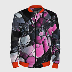 Мужской бомбер Чёрно-розовый камень