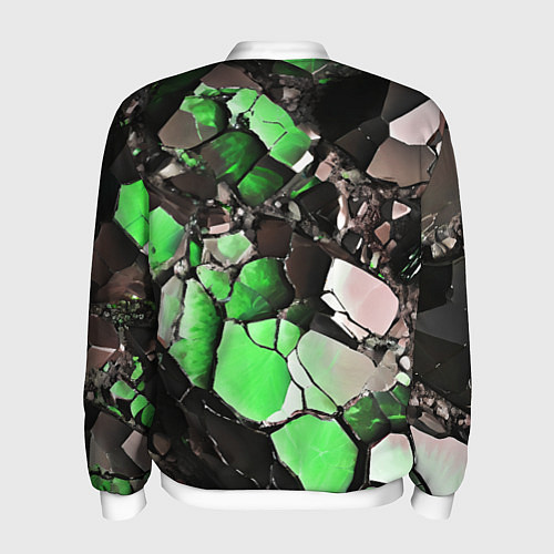 Мужской бомбер Чёрно-зелёный камень / 3D-Белый – фото 2