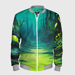 Бомбер мужской Зелёная кислотная абстракция, цвет: 3D-меланж