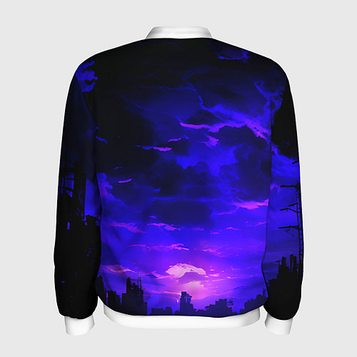 Мужской бомбер Фиолетовый апокалиптический закат / 3D-Белый – фото 2