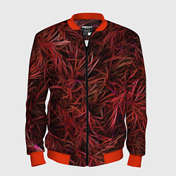 Бомбер мужской Красная трава на чёрном фоне, цвет: 3D-красный