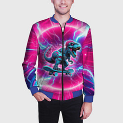 Бомбер мужской Cyber tyrannosaurus is a cool skateboarder, цвет: 3D-синий — фото 2