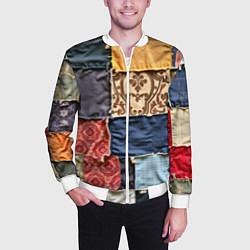 Бомбер мужской Яркий пэчворк, цвет: 3D-белый — фото 2
