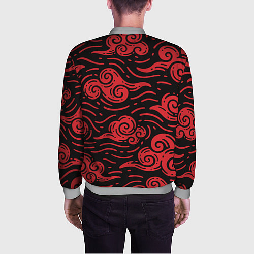 Мужской бомбер Японский орнамент - красные облака / 3D-Меланж – фото 4