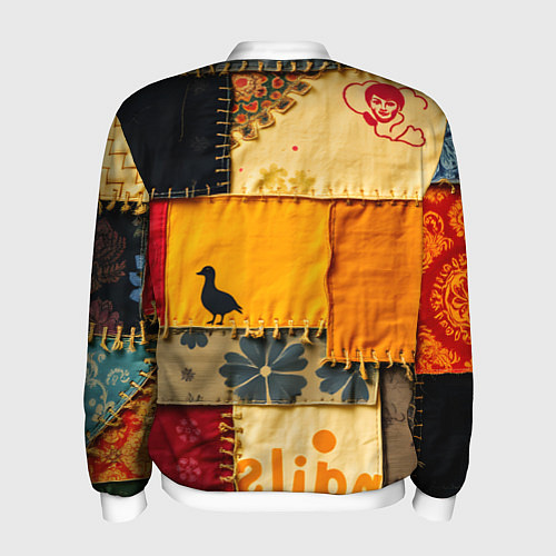Мужской бомбер Пэчворк с птичкой / 3D-Белый – фото 2