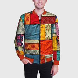Бомбер мужской Пэчворк из ярких тканей, цвет: 3D-красный — фото 2