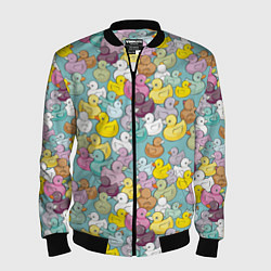 Бомбер мужской Уютные уточки, цвет: 3D-черный