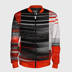 Мужской бомбер Белые вертикальные полосы на чёрно-красном фоне