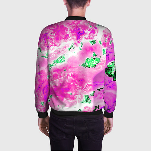 Мужской бомбер Розово-зелёная абстракция / 3D-Черный – фото 4