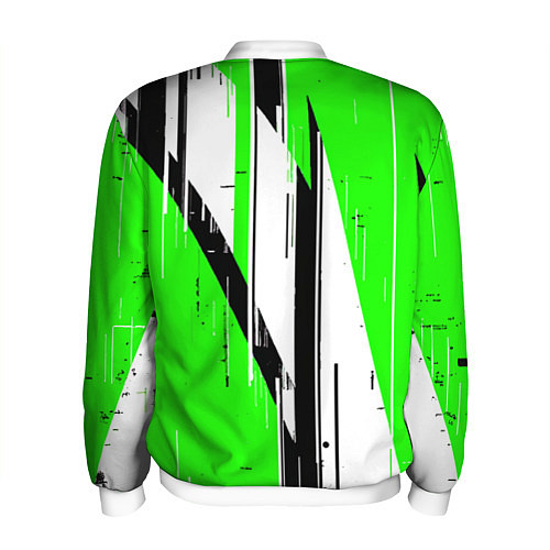 Мужской бомбер Black and white vertical stripes on a green backgr / 3D-Белый – фото 2