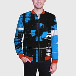 Бомбер мужской Сине-белый гранж на чёрном фоне, цвет: 3D-красный — фото 2