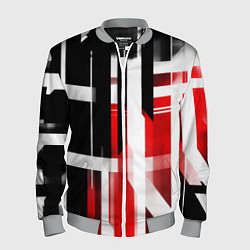 Бомбер мужской Чёрно-красные вертикальные и горизонтальные полосы, цвет: 3D-меланж