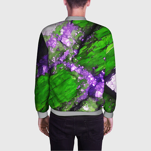 Мужской бомбер Фиолетовый минерал в зелёном камне / 3D-Меланж – фото 4