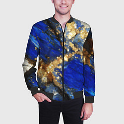 Бомбер мужской Золотой минерал в синем камне, цвет: 3D-черный — фото 2