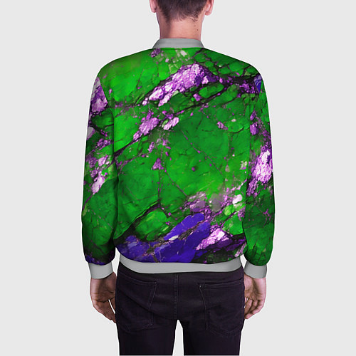 Мужской бомбер A purple mineral in a green stone / 3D-Меланж – фото 4