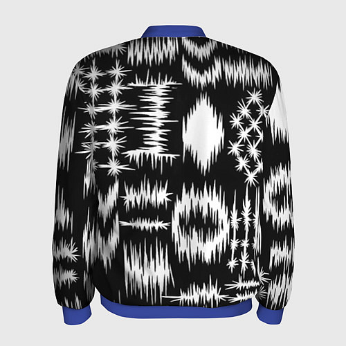 Мужской бомбер Штриховка - геометрическая абстракция / 3D-Синий – фото 2