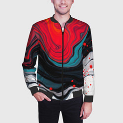 Бомбер мужской Абстракция эбру, цвет: 3D-черный — фото 2