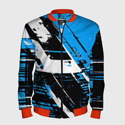 Бомбер мужской Diagonal black and white stripes on a blue backgro, цвет: 3D-красный