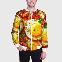 Бомбер мужской Яичница с беконом, цвет: 3D-белый — фото 2