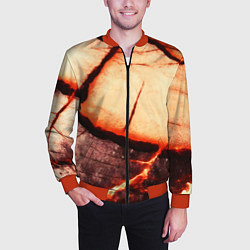 Бомбер мужской Трещины на абстрактном красном фоне, цвет: 3D-красный — фото 2