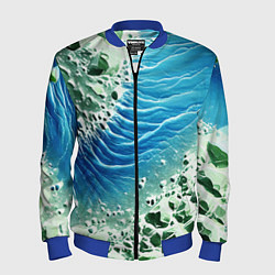 Бомбер мужской Берег и синие волны, цвет: 3D-синий