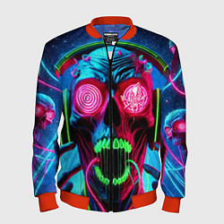 Бомбер мужской Metallica - neon skull with headphones, цвет: 3D-красный